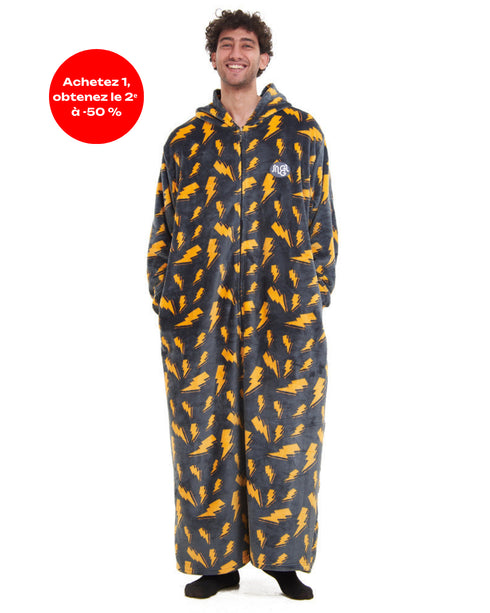 Snuggs Couverture avec manches "Eclair Gris Souris"