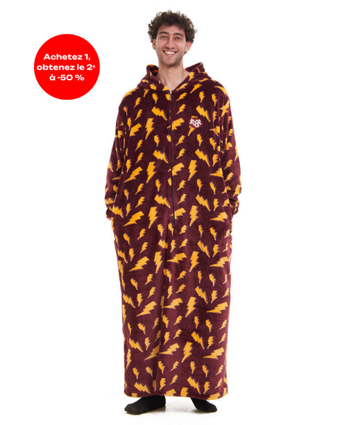 Snuggs Couverture avec manches "Eclair Bordeaux"