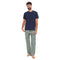 Ensemble pyjama été homme T-shirt bleu foncé + Pantalon à Carreaux Vert x Foncé