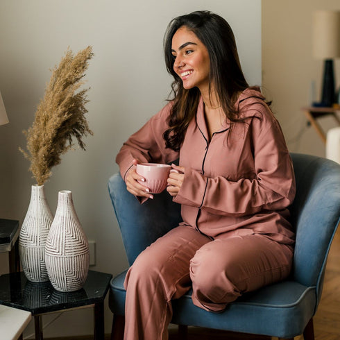 Ensemble pyjama d'été femme boutonné cashmere