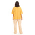 Ensemble pyjama d'été femme, T-shirt oversize jaune doré + pantalon à contours de fleurs dorées