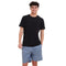 Ensemble pyjama d'été homme T-shirt noir + short feuilles d’arbre noires