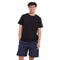 Men summer pajama set Black T-shirt + Blue x Black checkered shorts