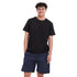 Men summer pajama set Black T-shirt + Blue x Black checkered shorts