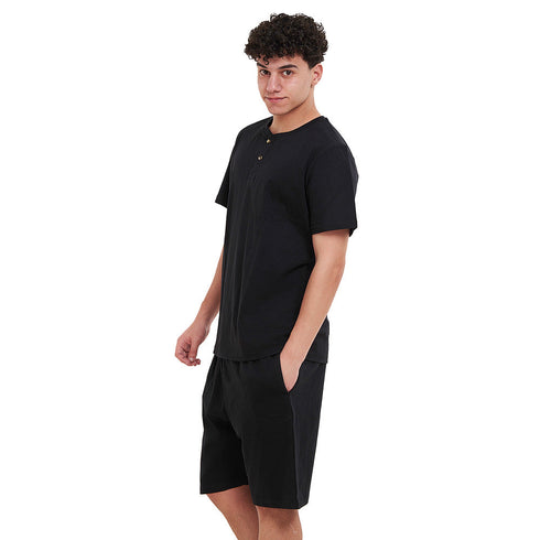 Ensemble pyjama d'été homme T-shirt + short noir