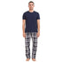 Ensemble pyjama été homme T-shirt bleu foncé + Pantalon à Carreaux bleu foncé * blanc