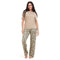 Ensemble pyjama d'été femme T-shirt beige + pantalon pastel