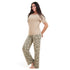 Ensemble pyjama d'été femme T-shirt beige + pantalon pastel