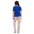 Ensemble pyjama d'été femme T-shirt bleu royal + pantalon fleurs colorées
