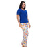 Ensemble pyjama d'été femme T-shirt bleu royal + pantalon fleurs colorées