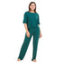 Ensemble pyjama d'été femme, T-shirt court + pantalon vert foncé