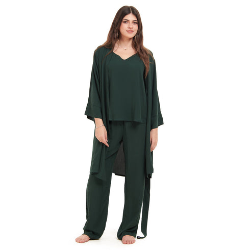 Ensemble pyjama d'été femme kimono vert