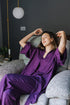 Ensemble pyjama d'été femme kimono violet