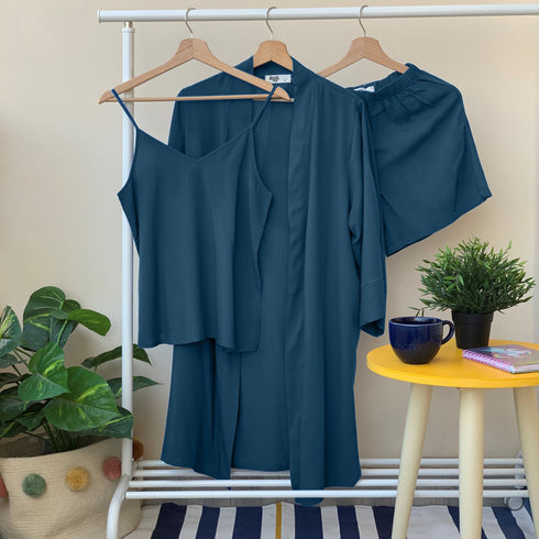 Ensemble pyjama d'été femme kimono petrole