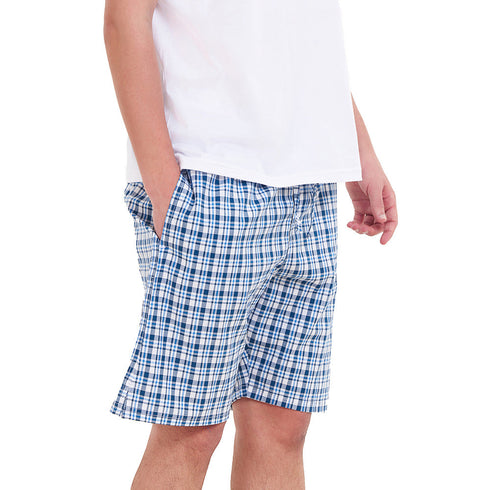 Men summer Petroleum x White Checkered shorts