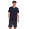 Ensemble pyjama d'été homme T-shirt bleu foncé + short feuilles d'arbre beiges