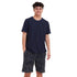 Ensemble pyjama d'été homme T-shirt bleu foncé + short feuilles d'arbre beiges