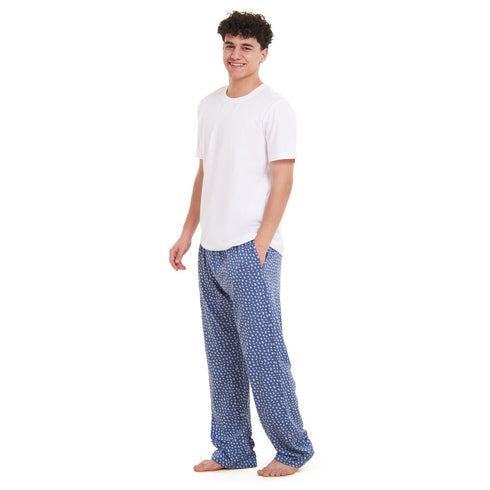 Ensemble pyjama d'été homme T-shirt blanc + pantalon blocs blanc