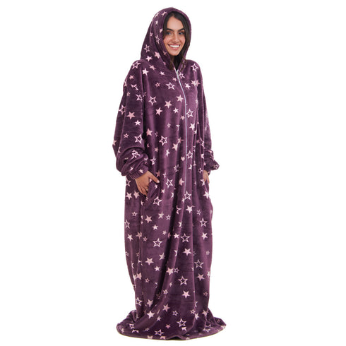 Snuggs Couverture avec manches "Etoiles Violettes"