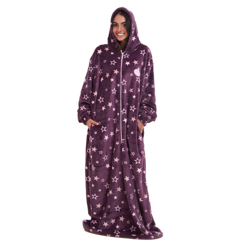Snuggs Couverture avec manches "Etoiles Violettes"