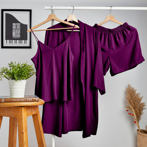 Ensemble pyjama d'été femme kimono violet