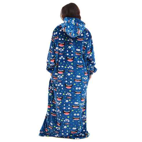 Snuggs Couverture avec manches "Monstre Bleu"
