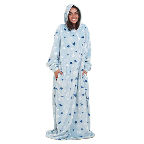 Snuggs Couverture avec manches "Etoiles Bleu Pastel"