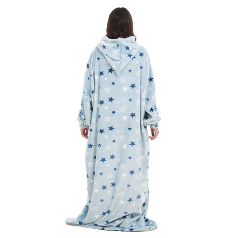 Snuggs Couverture avec manches "Etoiles Bleu Pastel"