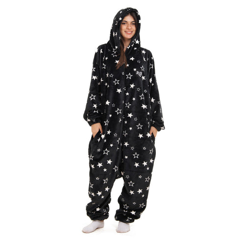 Snuggs combinaison pyjama "Noir avec des étoiles blanches"