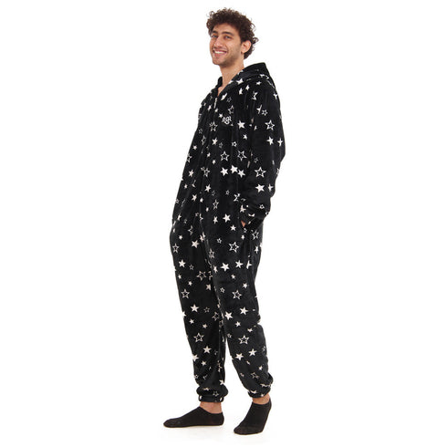 Snuggs combinaison pyjama "Noir avec des étoiles blanches"