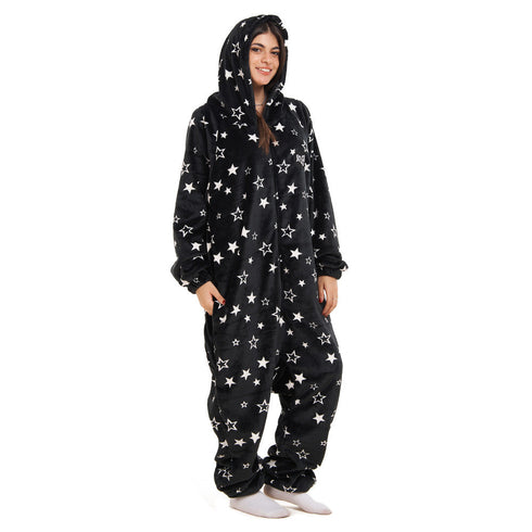 Snuggs combinaison pyjama "Noir avec des étoiles blanches"