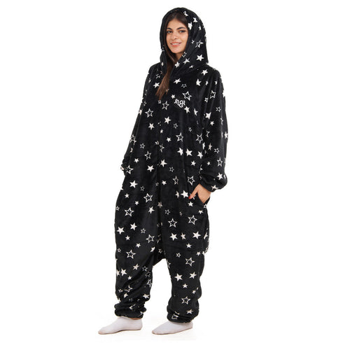 Snuggs combinaison pyjama "Noir avec des étoiles blanches"